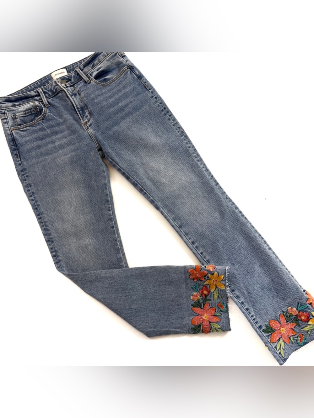 Sundance Driftwood Jeans Womens 29 Colette Floral Embroidered Straight